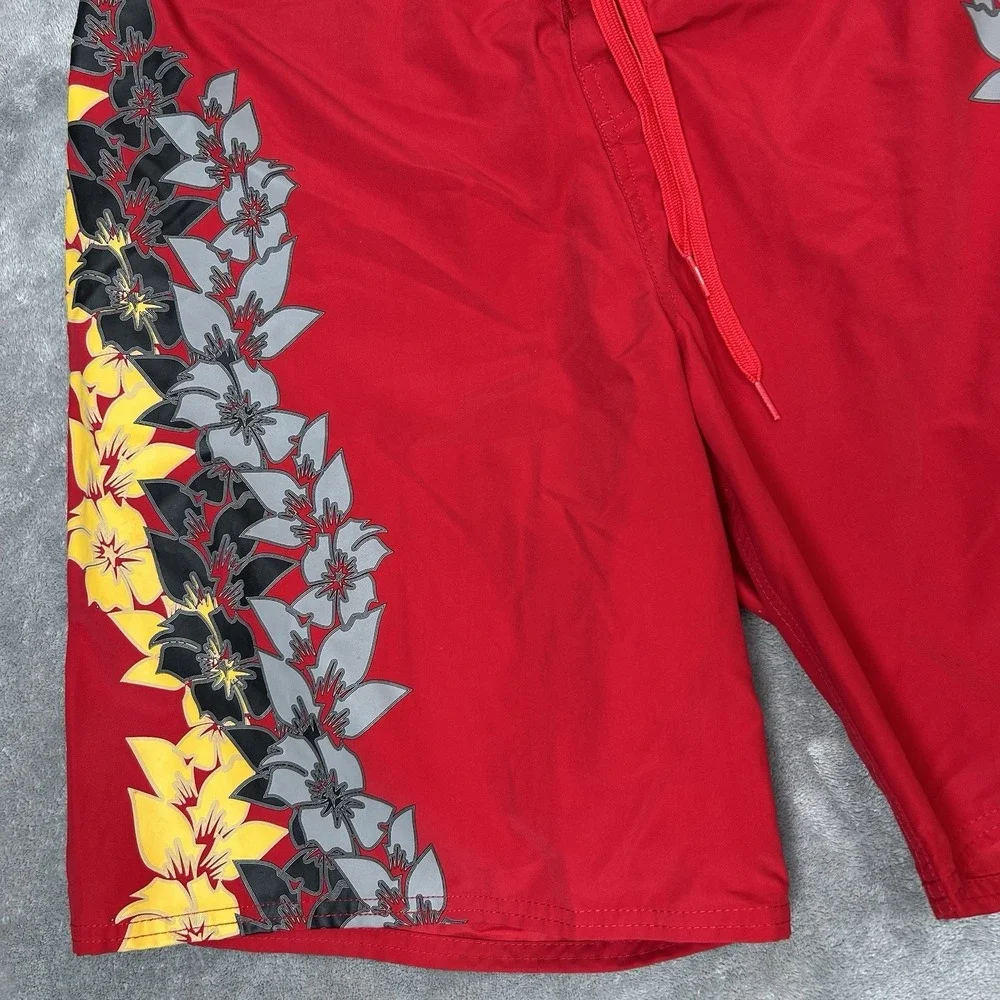 2-Pack Quiksilver Boardshorts Mens Size 36 Red Floral Surf Swim Beach Trunks-NWT